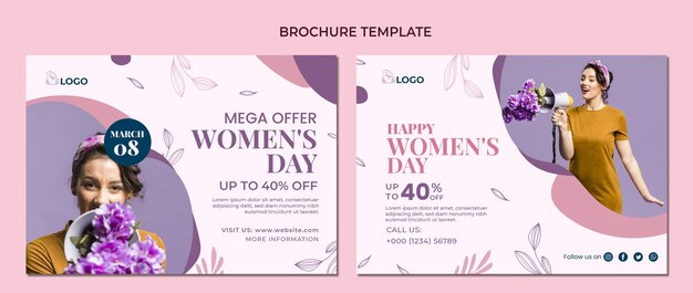 Flat international women's day brochure template