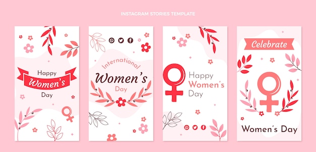 Flat international women's day instagram stories collection