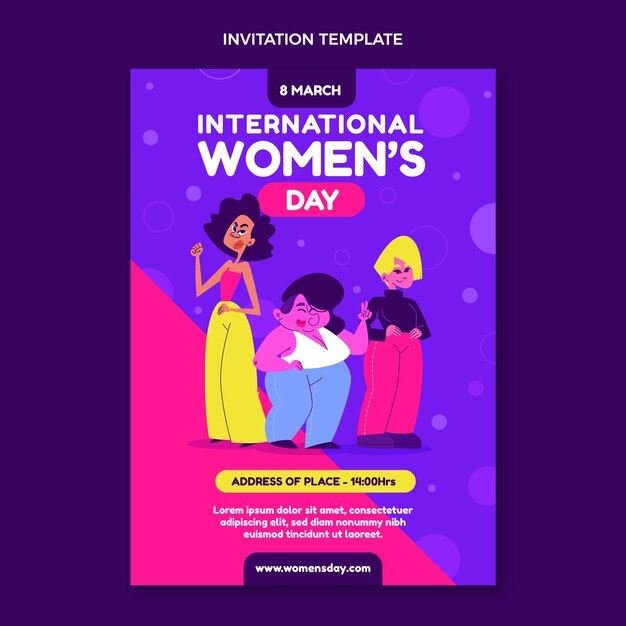 Flat international women's day invitation template