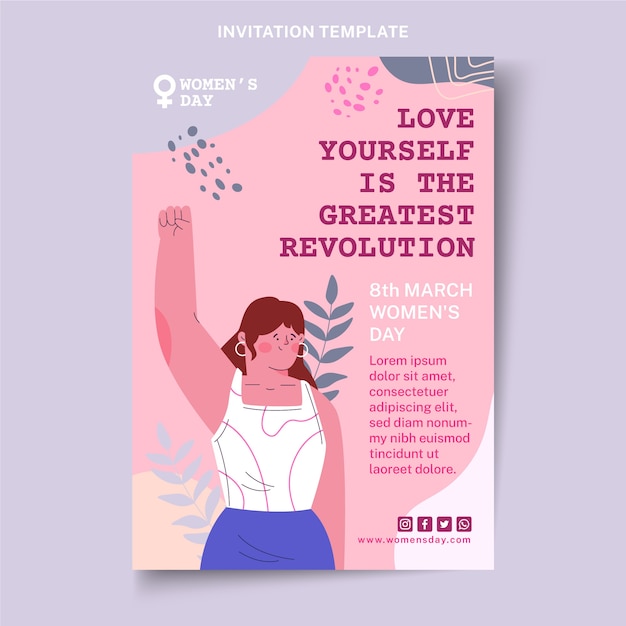 Flat international women's day invitation template