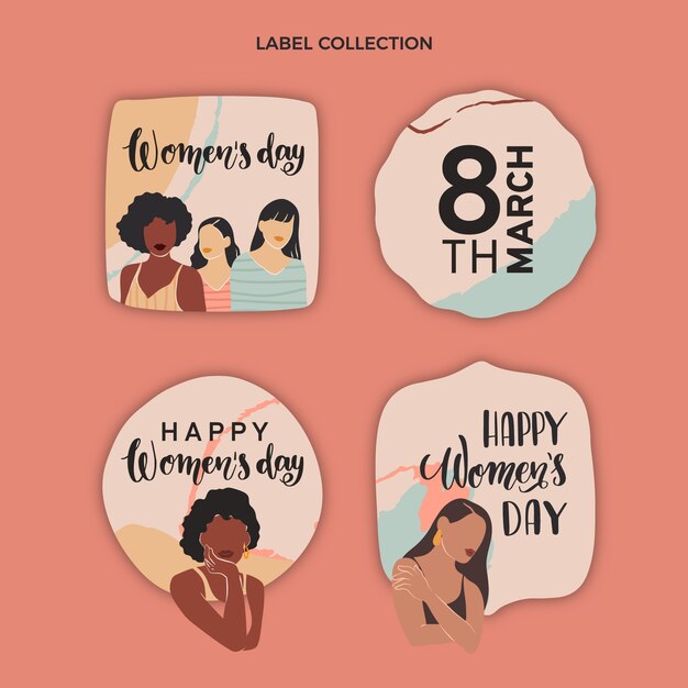 Flat international women's day labels collection