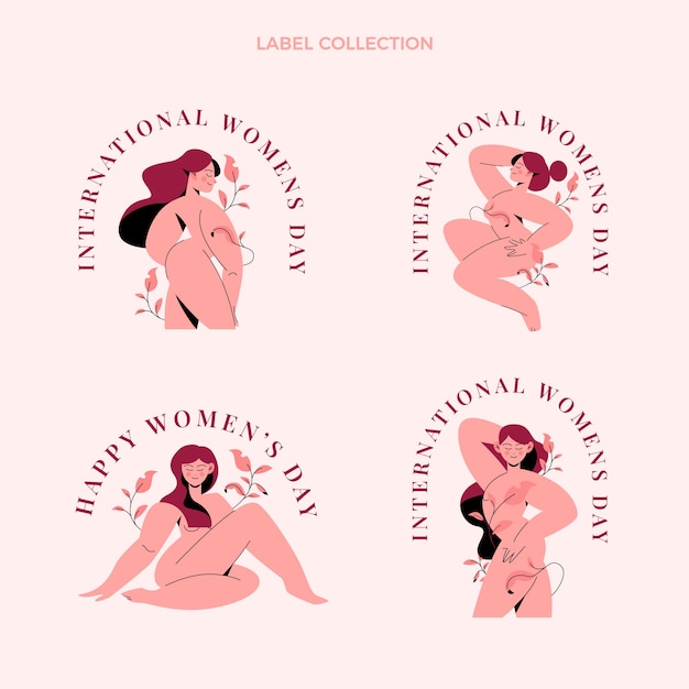 Free Vector flat international women's day labels collection