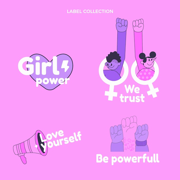 Flat international women's day labels collection