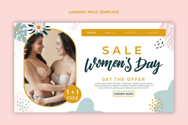 Flat international women's day landing page template