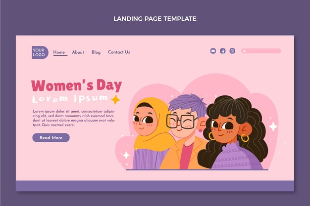 Free Vector flat international women's day landing page template