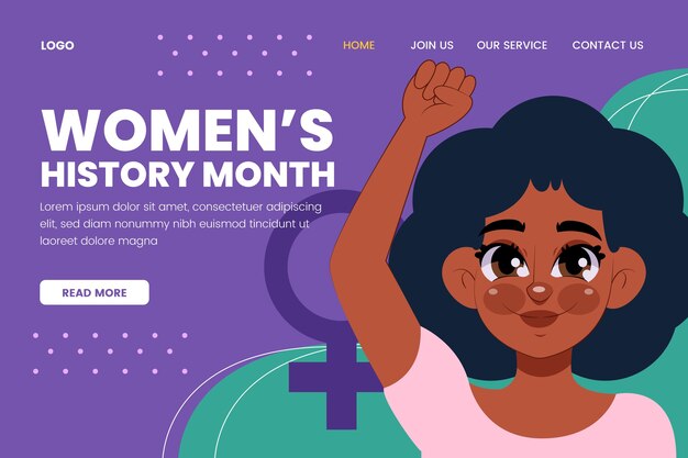 Flat international women's day landing page template