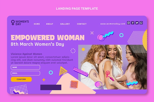 Free Vector flat international women's day landing page template