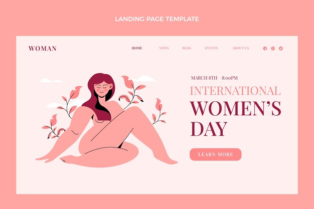 Flat international women's day landing page template