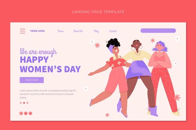 Free Vector flat international women's day landing page template