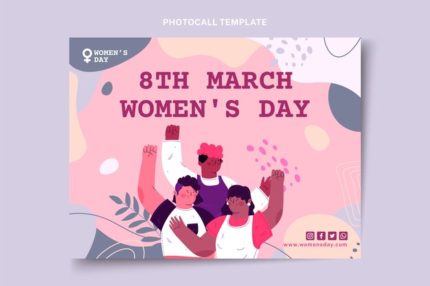 Flat international women's day photocall template