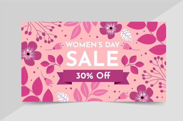 Flat international women's day sale horizontal banner