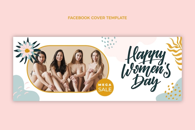 Flat international women's day social media cover template