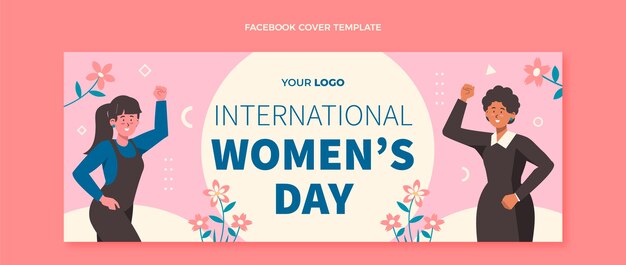 Flat international women's day social media cover template