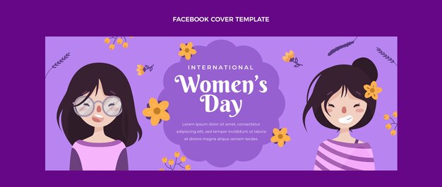 Flat international women's day social media cover template