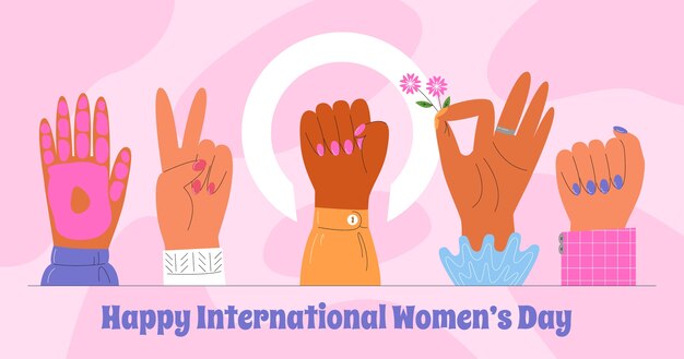 Flat international women's day social media post template