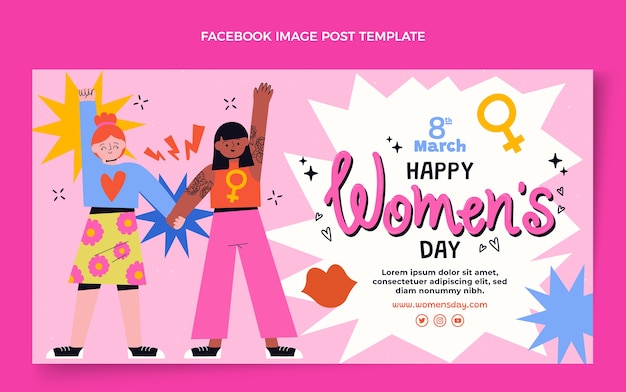 Flat international women's day social media post template