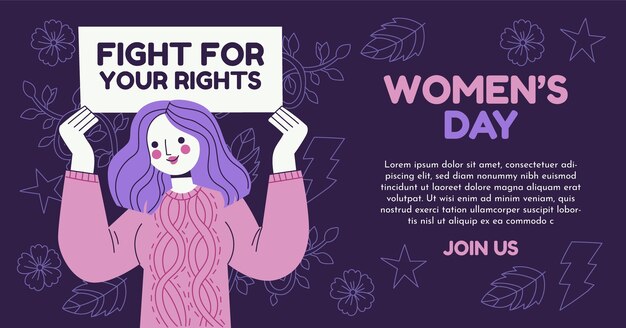 Flat international women's day social media post template