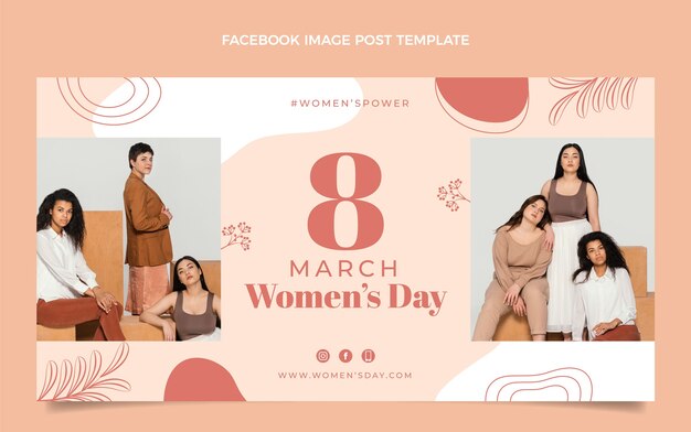 Flat international women's day social media post template