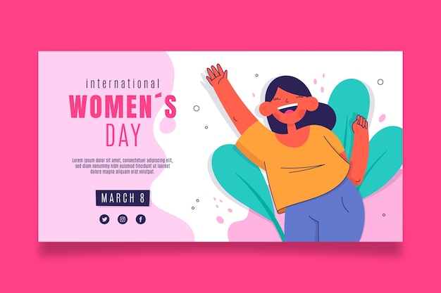 Flat international women's day social media post template