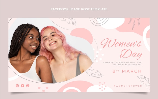 Flat international women's day social media post template