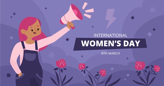 Flat international women's day social media post template