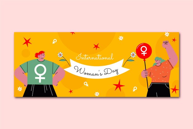 Flat international women's day social media post template