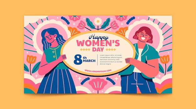 Flat international women's day social media post template