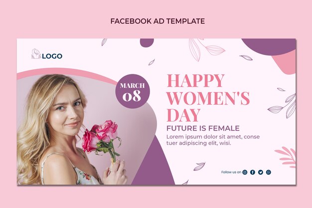 Flat international women's day social media promo template