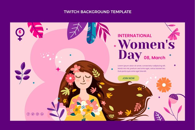 Flat international women's day twitch background