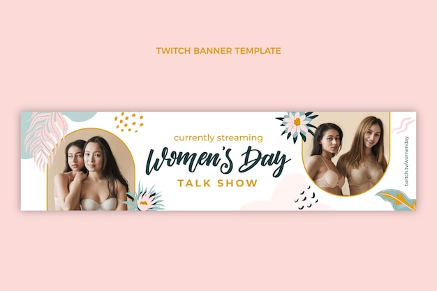 Flat international women's day twitch banner