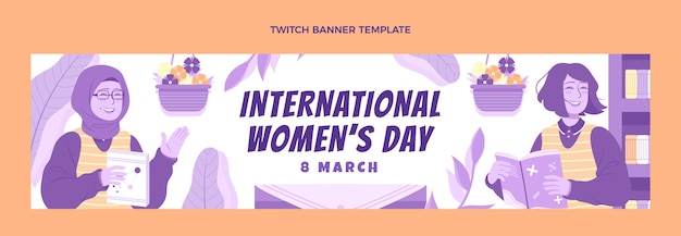 Free Vector flat international women's day twitch banner