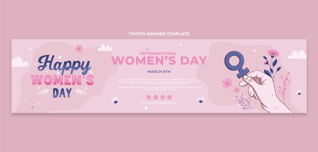 Free Vector flat international women's day twitch banner