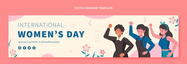 Flat international women's day twitch banner