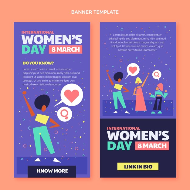 Flat international women's day vertical banners set