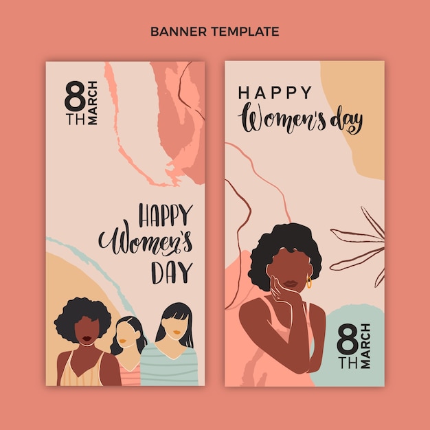 Flat international women's day vertical banners set