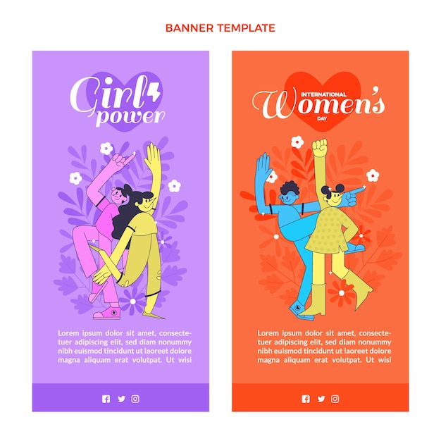 Flat international women's day vertical banners set