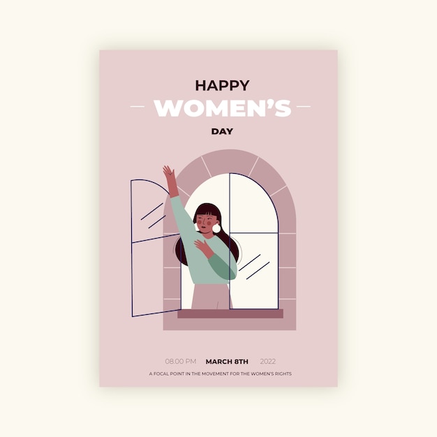 Flat international women's day vertical flyer template