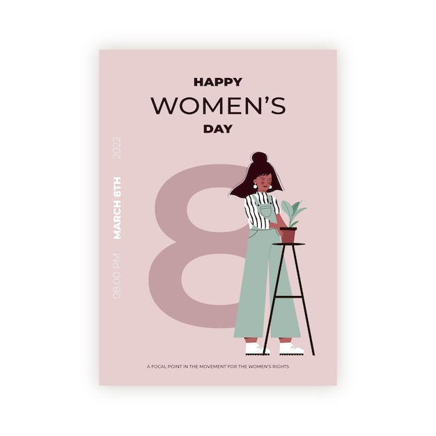 Flat international women's day vertical flyer template