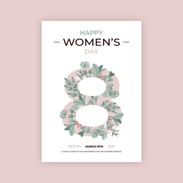 Flat international women's day vertical flyer template