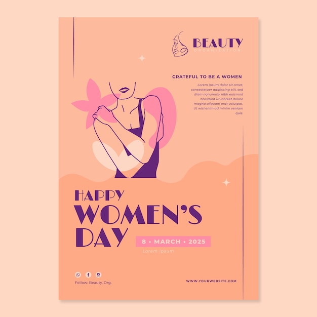 Flat international women's day vertical poster template