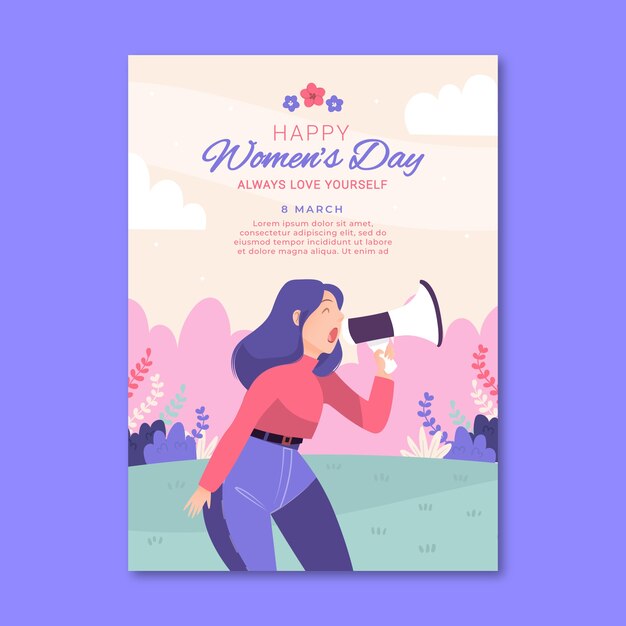 Flat international women's day vertical poster template