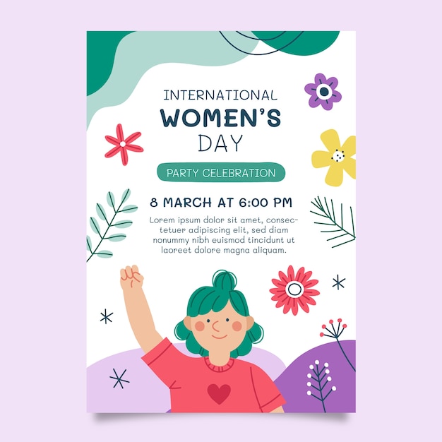 Flat international women's day vertical poster template