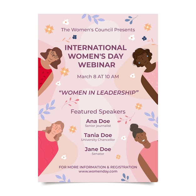 Free Vector flat international women's day vertical poster template