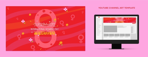 Free Vector flat international women's day youtube channel art