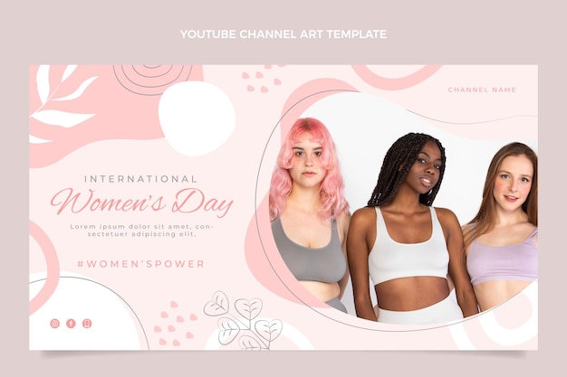 Flat international women's day youtube channel art