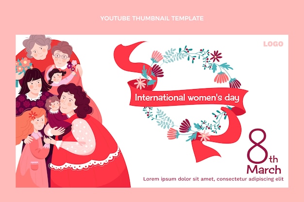 Flat international women's day youtube thumbnail