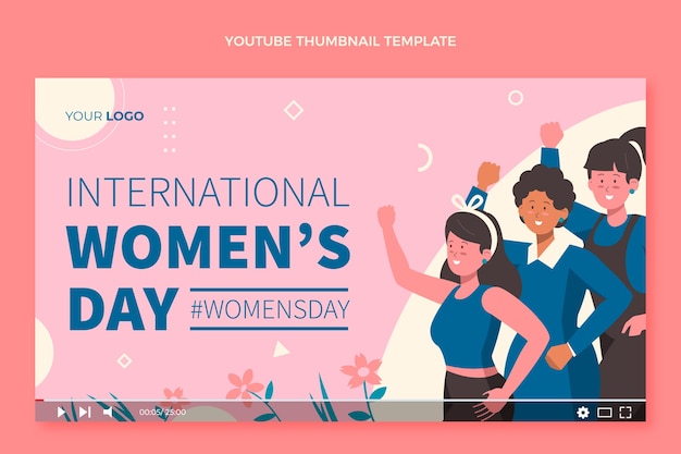 Flat international women's day youtube thumbnail