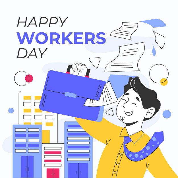 Flat international workers day illustration