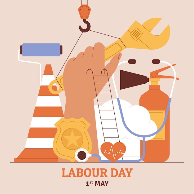 Flat international workers day illustration