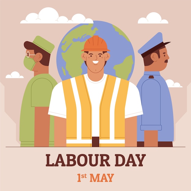 Flat international workers day illustration